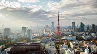 Japan clouds tokyo cityscapes tower buildings towers