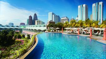 Cityscapes swimming pools hotels wallpaper