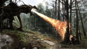 Dragons fire fantasy art wallpaper