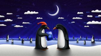 Funny digital art pinguin wallpaper