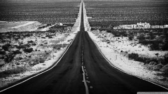 Black and white landscapes nature roads wallpaper