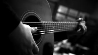 Black and white music acoustic guitars wallpaper