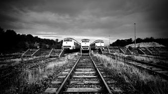 Black and white railway wallpaper