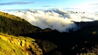 Clouds landscapes nature sunlight taiwan mountain view wallpaper