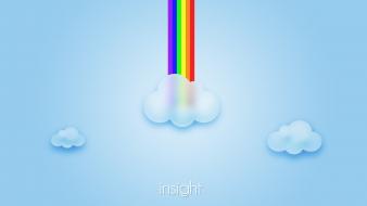 Blue clouds rainbows digital art photomanipulation vector wallpaper