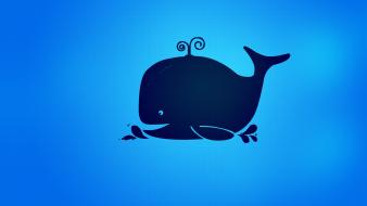 Blue minimalistic whales artwork wallpaper