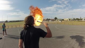 Dreads wide-angle gopro blue skies firebreathing breathing