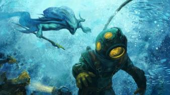 Fantasy art science fiction underwater wallpaper
