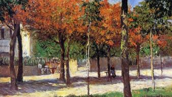 French parks traditional art gustave caillebotte impressionism wallpaper