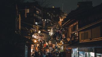 Japan cityscapes night houses asia