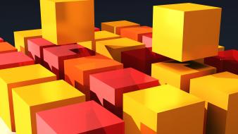 Minimalistic blocks geometry render cube wallpaper