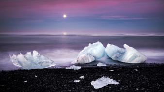 Nature beach stones icebergs sea shorelines wallpaper