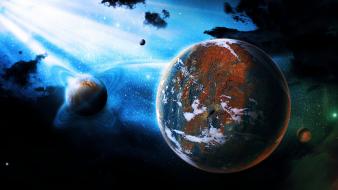 Space world digital art science fiction airbrushed wallpaper