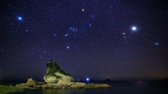 Stars stones sky skies constellations sea see wallpaper