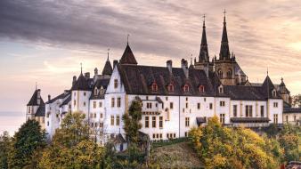 Trees switzerland castle wallpaper