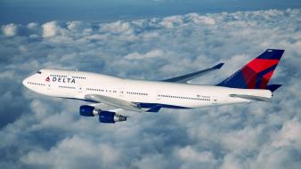 Boeing airliners widescreen 747-400 delta airlines wallpaper