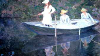 Dress reflections hats giverny claude monet impressionism wallpaper