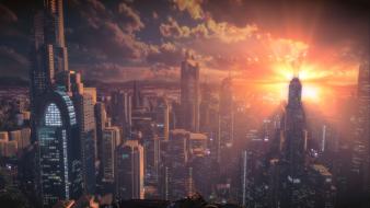 Video games cityscapes skyscrapers sunlight bulletstorm