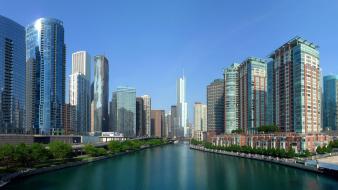 Water cityscapes chicago cities wallpaper