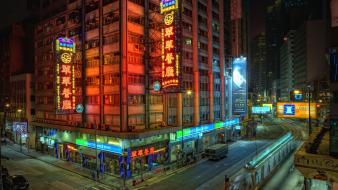 Cityscapes streets buildings crossing hong kong city lights wallpaper