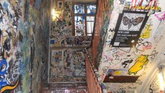 Houses graffiti stairways wallpaper