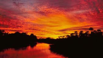 Sunset landscapes nature national park delta botswana wallpaper