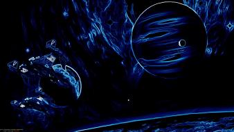 Abstract outer space planets spaceships science fiction sci-fi wallpaper