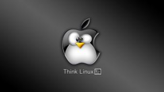 Apple inc. linux tux wallpaper