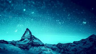 Blue mountains snow night stars shot wallpaper