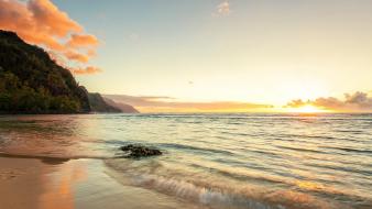 Coast sun beach waves hawaii usa sea