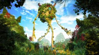 Forests surreal fantasy art barn farm wallpaper