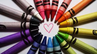 Hearts pencils colors wax crayon wallpaper