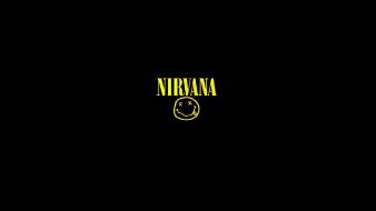 Minimalistic music smiley nirvana face logos black background wallpaper