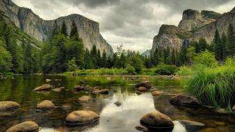 Mountains trees forests lakes rivers yosemite national park wallpaper
