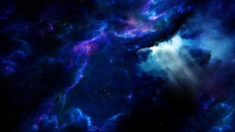 Outer space stars galaxies nebulae rays wallpaper