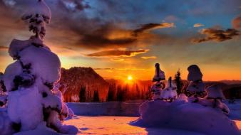 Sunset clouds nature snow sun wallpaper