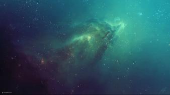 Blue outer space stars nebulae wallpaper