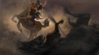 Fantasy art horses battles artwork archer wallpaper