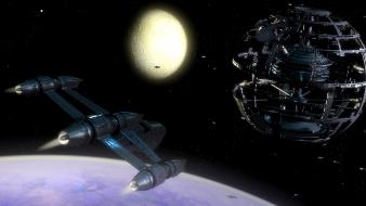 Fantasy art spaceships space station science fiction wallpaper