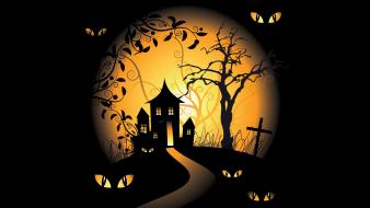 Halloween spooky digital art bats black background vector wallpaper