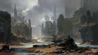 Landscapes rocks fantasy art artwork