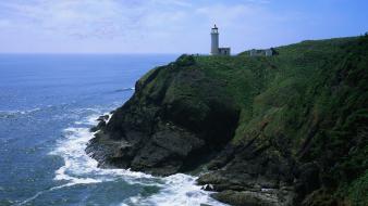 Nature cliffs lighthouses panorama skies sea wallpaper