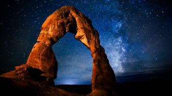 Nature milky way night sky arches rock formations wallpaper