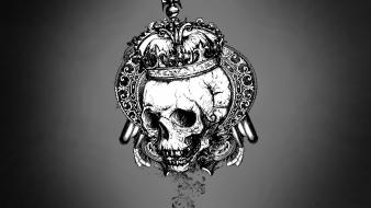 Skulls gray crowns vector art grey background wallpaper