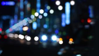 Tokyo night lights bokeh blurred cities background wallpaper