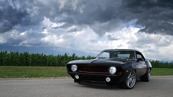 Cars muscle chevrolet camaro ss black classic wallpaper