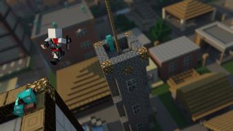 Minecraft 3d cinema 4d cities tapeta jump wallpaper