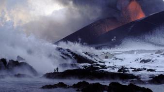 Nature volcanoes smoke houses national geographic photographers wallpaper