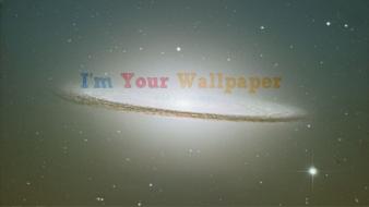Outer space text milky way sombrero galaxy wallpaper