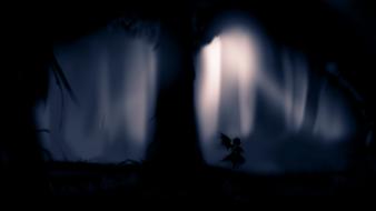 Black trees dark forest silhouette mystia lorelei wallpaper